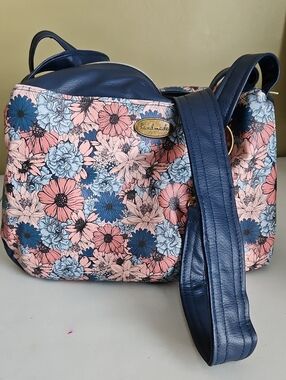 Floral Crossbody Bag in Navy and Pink